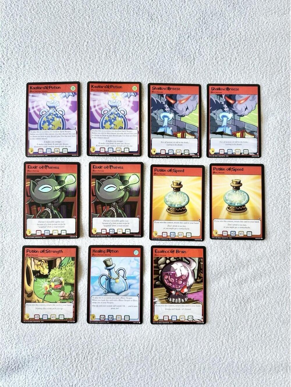 2003 Neopets TCG Potion Bundle of 11 Trading Cards